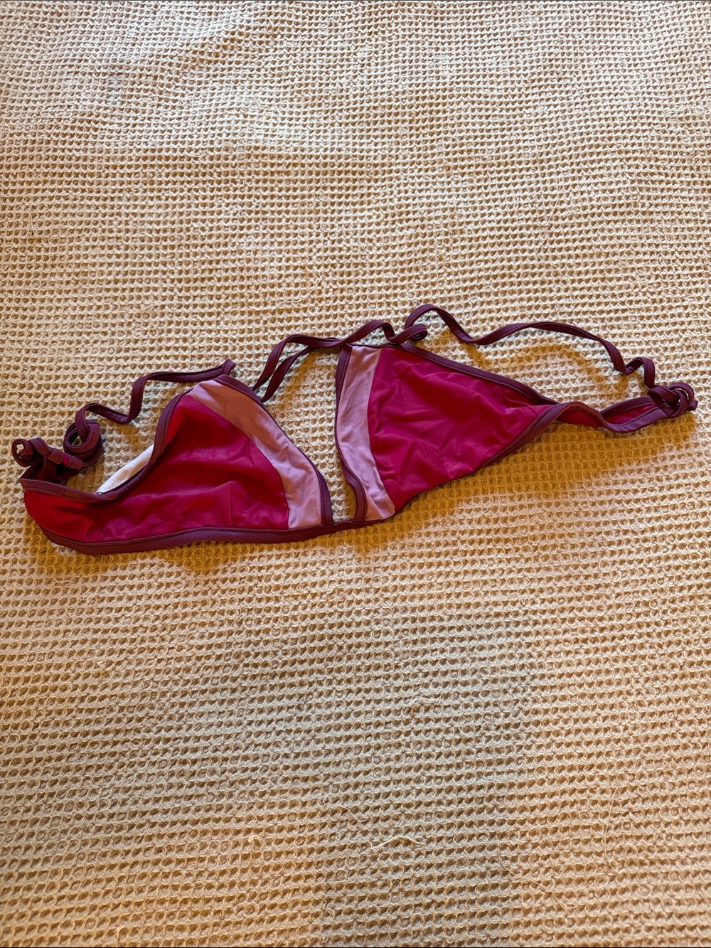 Patagonia Magenta and Light Pink Triangle Bikini Top